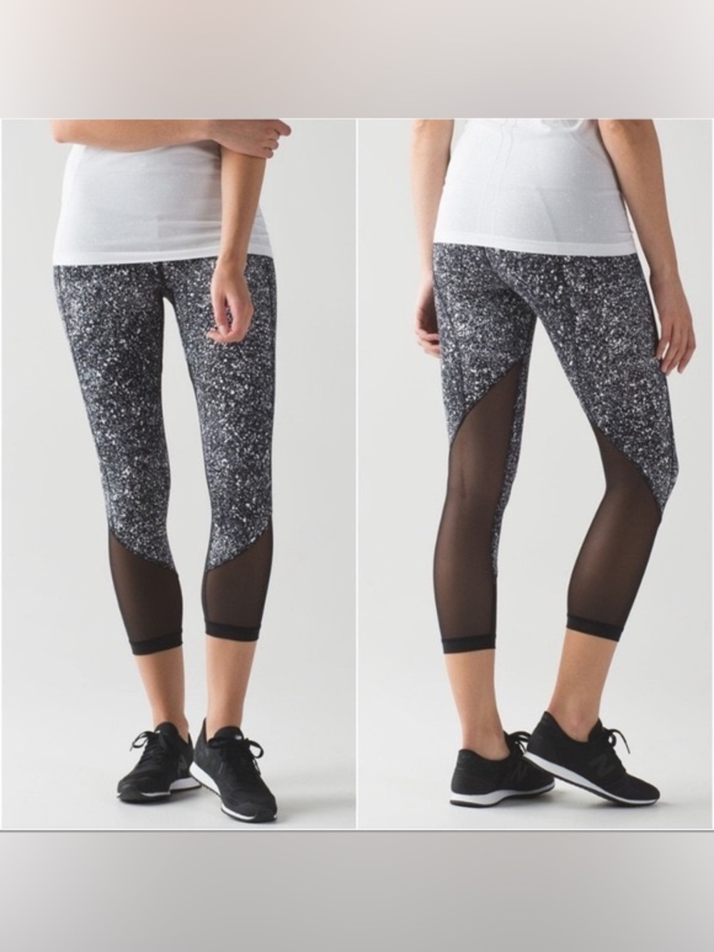 Lululemon Pace Rival Crop (Marathon) in
Splatter White Black / Black